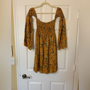 Multicolored Smocked Sundress with‎ Long Bishop Sleeves